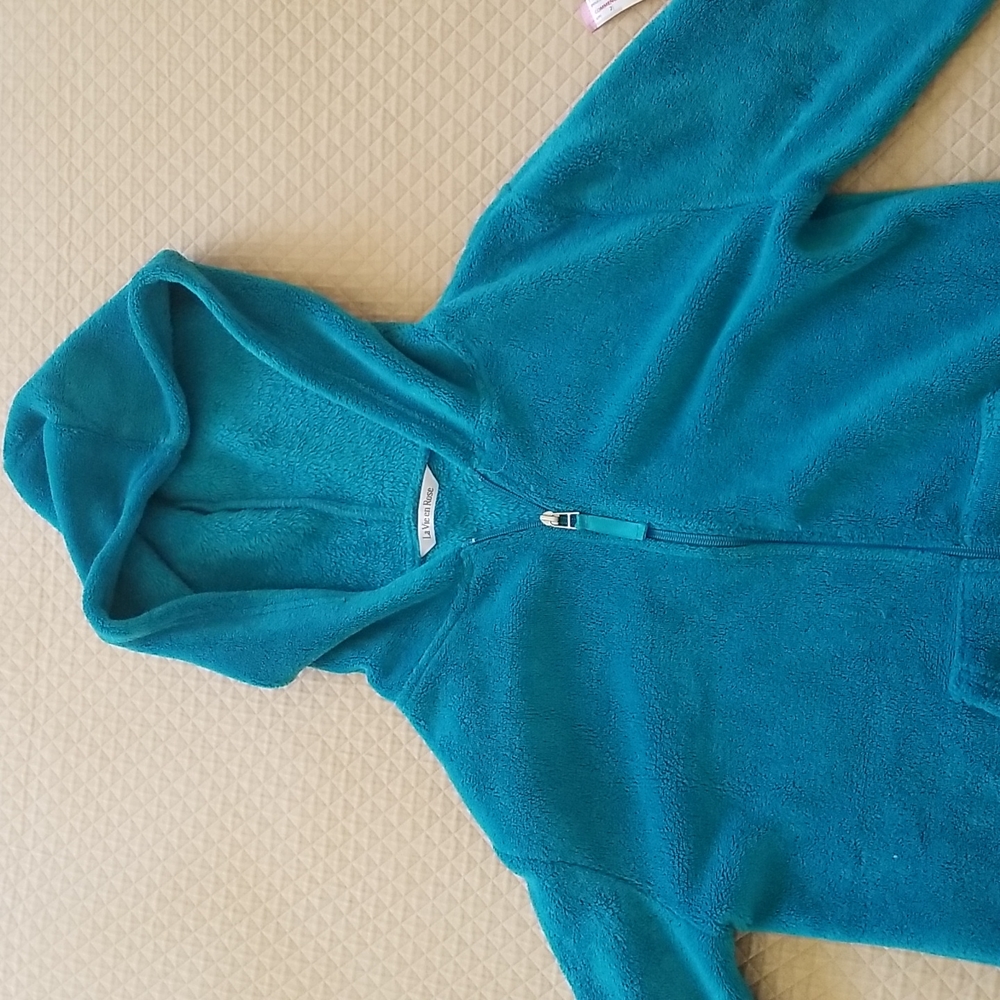 La Vie en Rose Teal Zip up Hoodie